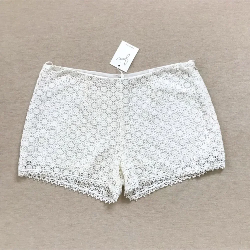 Joie NWT Lace Shorts Floral High Rise Ivory White Romantic Size 10